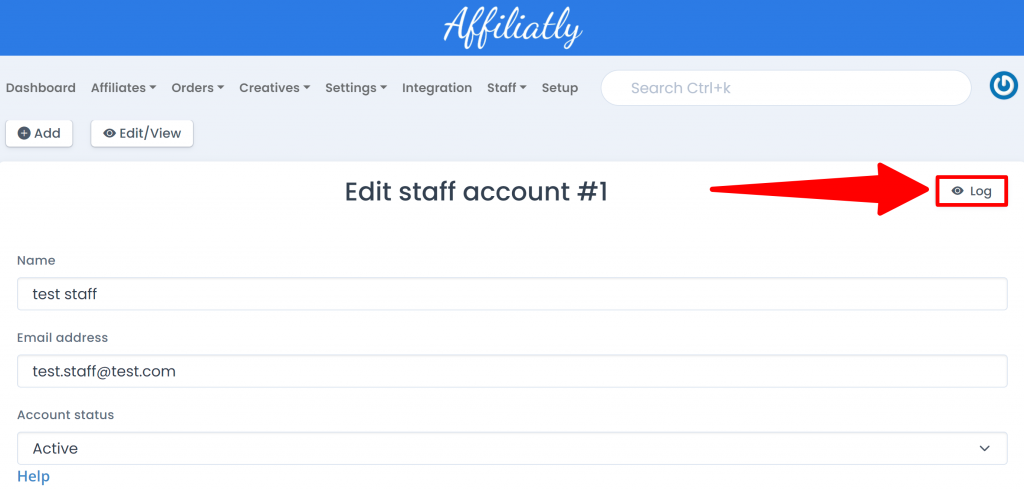 staff account log button