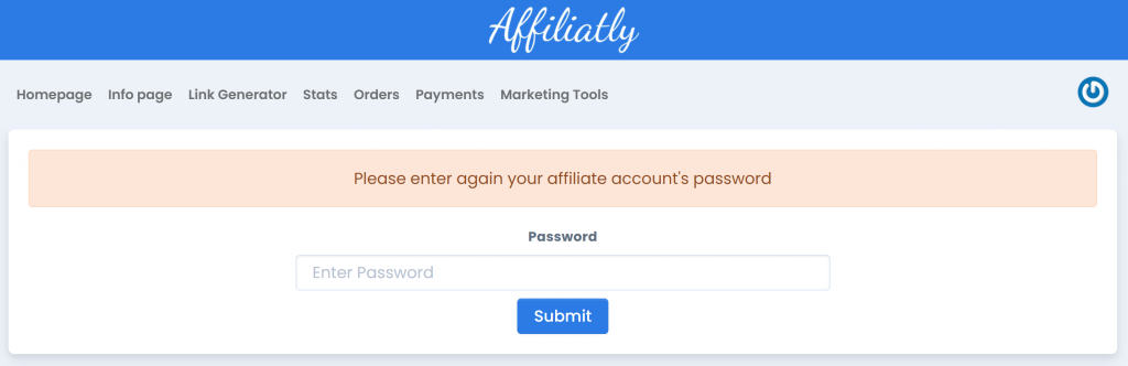 affiliate confirm your password